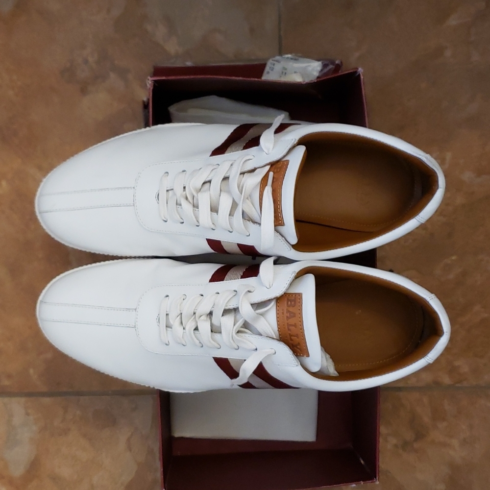 Bally Black and White Sneakers with Red and Gold Accents - Picture 3 of 6
